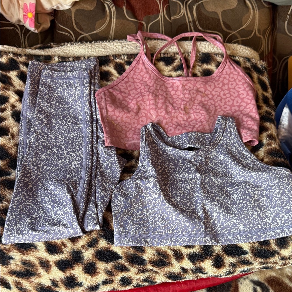 Pink and Purple Sports Bra and Leggings